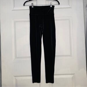 Spanx Black Shiny Velvet Full Length Ankle Leggings Fits Size XS-Small
